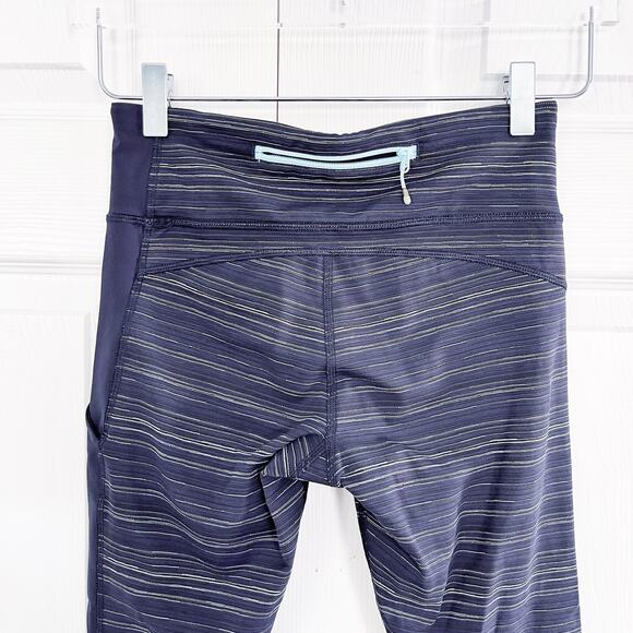 Lululemon Run the World 7/8 Tight Cyber Stripe Naval Blue Black / Naval Blue - Picture 6 of 8